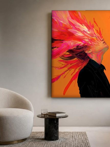Profiel met Vurige Haardos, Mensen & Portretten schilderij aan de muur in interieur