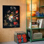Boeket met Kat (naar Mignon), Bloemen & Stilleven schilderij aan de muur in interieur