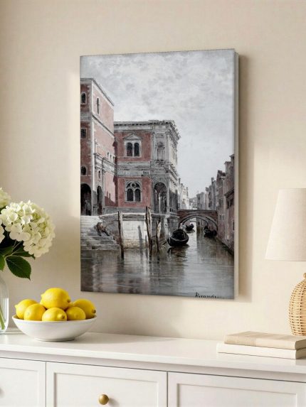 Kanaal in Venetië (naar Brandeis), Steden & Skylines schilderij aan de muur in interieur