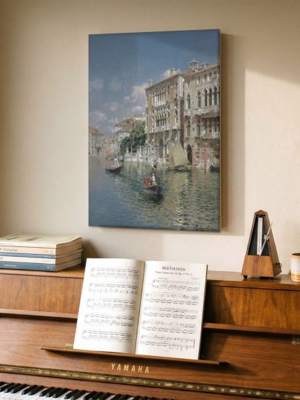 Canale in Venetië (naar Santoro), Steden & Skylines schilderij aan de muur in interieur