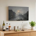 Maanlicht over het Canal Grande, Steden & Skylines schilderij aan de muur in interieur