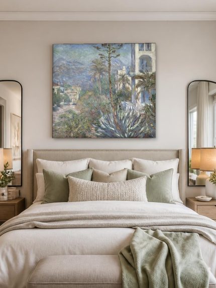 Villa's aan de Rivièra (naar Monet), Natuur & Landschap schilderij aan de muur in interieur