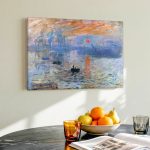 Impressie, Zonsopgang (naar Monet), Natuur & Landschap schilderij aan de muur in interieur