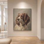 Spaniël met Warme Blik, Dieren schilderij aan de muur in interieur