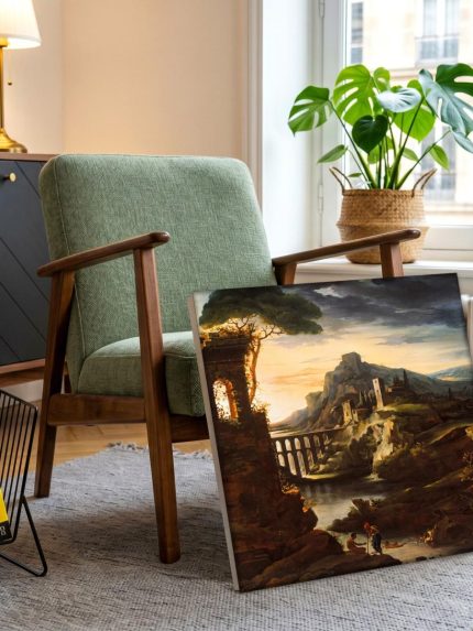Avondlandschap met Aquaduct, Natuur & Landschap schilderij aan de muur in interieur