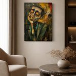 Man met Doorleefde Blik, Mensen & Portretten schilderij aan de muur in interieur
