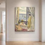 Vrouw bij het Raam (naar Matisse), Mensen & Portretten schilderij aan de muur in interieur