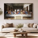 Het Laatste Avondmaal (naar Da Vinci), Mensen & Portretten schilderij aan de muur in interieur