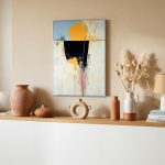 Zon en Silhouet, Abstract & Modern schilderij aan de muur in interieur
