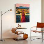 Doolhof met Cipressen, Natuur & Landschap schilderij aan de muur in interieur