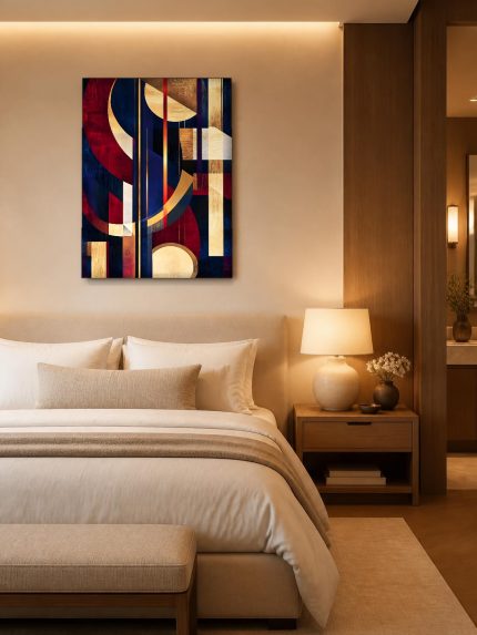 Art Deco Cirkelspel, Abstract & Modern schilderij aan de muur in interieur