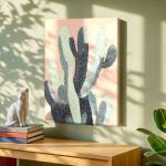 Cactussen in Roze, Natuur & Landschap schilderij aan de muur in interieur