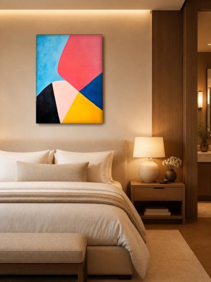 Kleurvlakken in Beweging, Abstract & Modern schilderij aan de muur in interieur