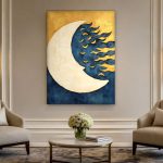 Gouden Maansikkel, Natuur & Landschap schilderij aan de muur in interieur