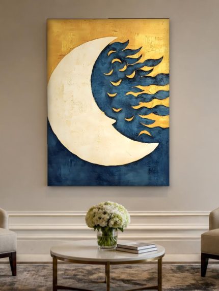 Gouden Maansikkel, Natuur & Landschap schilderij aan de muur in interieur