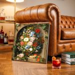 Bloemenboeket in nis (naar Cornelis van Spaendonck), Bloemen & Stilleven schilderij aan de muur in interieur