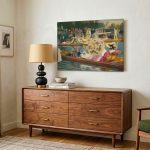 Parasols aan de rivier, Mensen & Portretten schilderij aan de muur in interieur