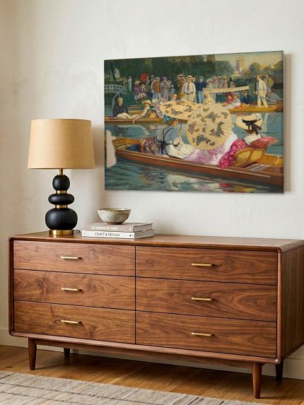 Parasols aan de rivier, Mensen & Portretten schilderij aan de muur in interieur
