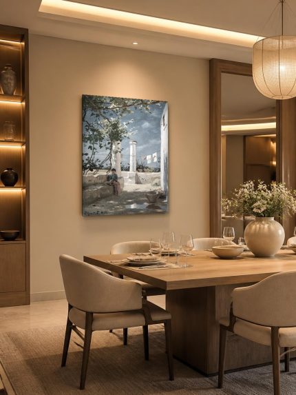 Terras bij Zee (naar Mønsted), Natuur & Landschap schilderij aan de muur in interieur