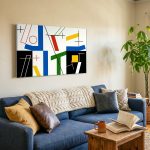 Constructivistisch Spel, Abstract & Modern schilderij aan de muur in interieur