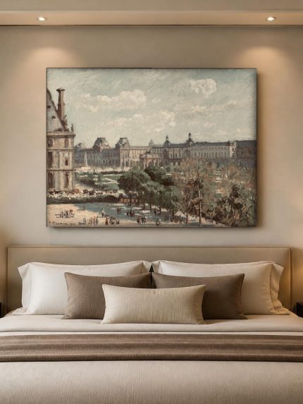 Tuilerieën bij het Louvre (naar Pissarro), Steden & Skylines schilderij aan de muur in interieur