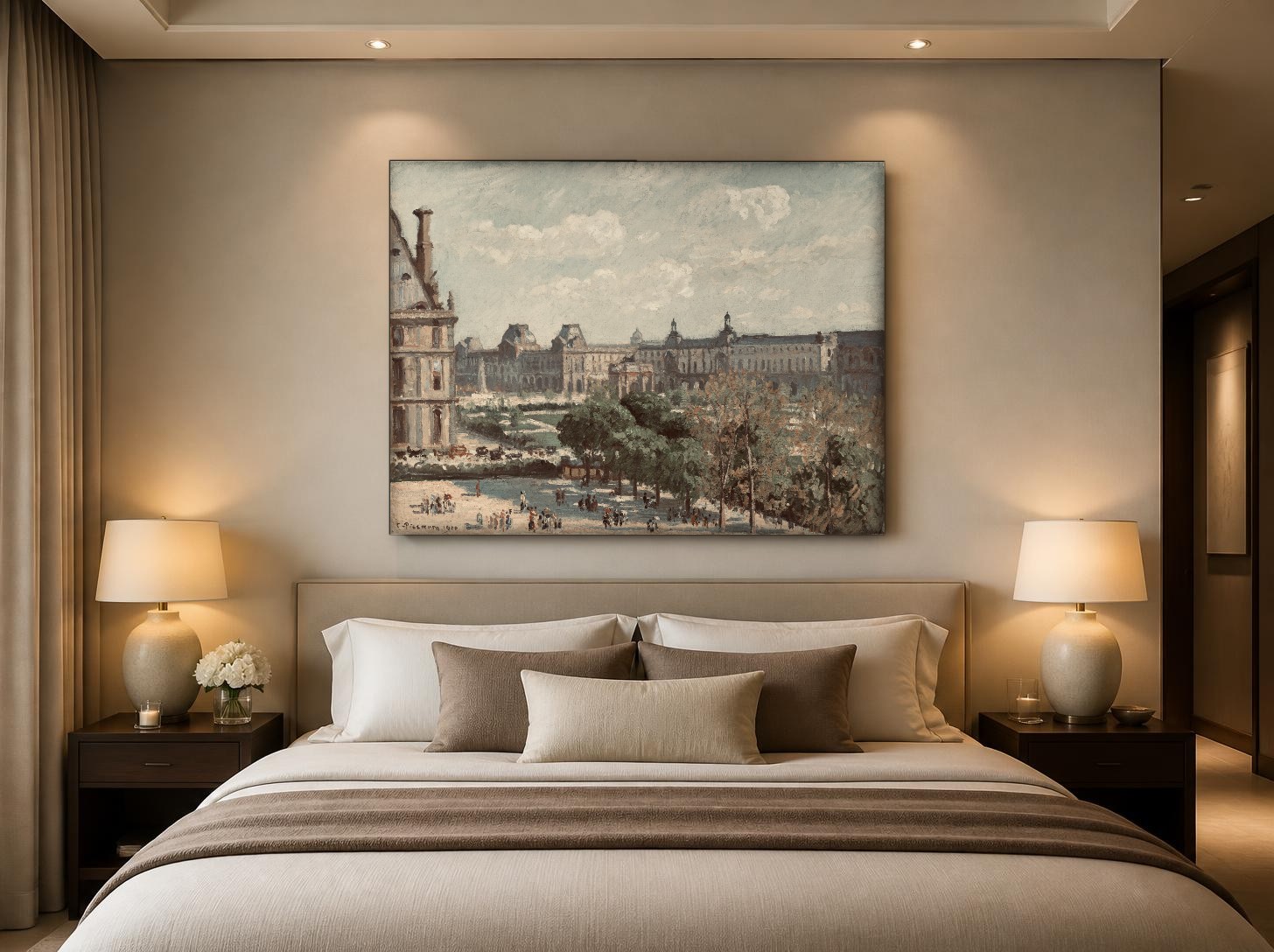 Tuilerieën bij het Louvre (naar Pissarro), Steden & Skylines schilderij aan de muur in interieur