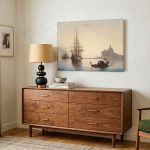 Gondel bij de Salute, Steden & Skylines schilderij aan de muur in interieur