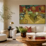 Het Nachtcafé (naar Van Gogh), Mensen & Portretten schilderij aan de muur in interieur