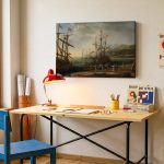 Brandende Schepen (naar Claude Lorrain), Natuur & Landschap schilderij aan de muur in interieur