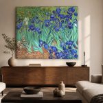 Irissen (naar Van Gogh), Bloemen & Stilleven schilderij aan de muur in interieur