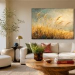 Gouden Aren in de Wind, Natuur & Landschap schilderij aan de muur in interieur