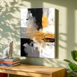 Gouden Explosie, Abstract & Modern schilderij aan de muur in interieur