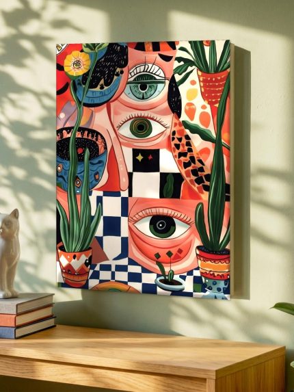 Verborgen Blikken tussen Kamerplanten, Mensen & Portretten schilderij aan de muur in interieur