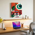 Modern Stilleven met Vaas en Kom, Bloemen & Stilleven schilderij aan de muur in interieur