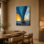 Tussen Licht en Zee, Natuur & Landschap schilderij aan de muur in interieur