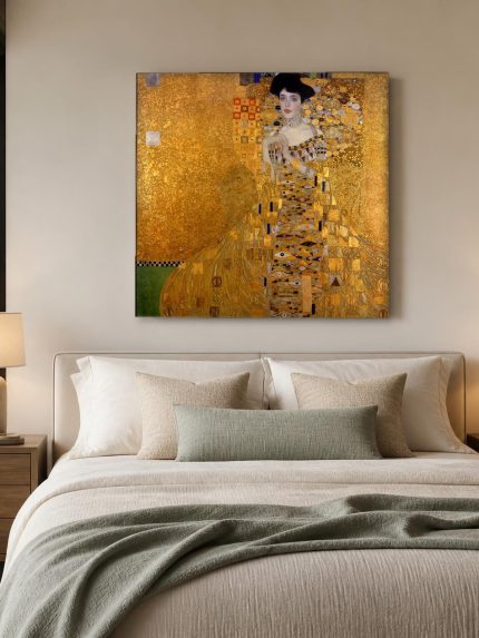 Adele in goud (naar Klimt), Mensen & Portretten schilderij aan de muur in interieur
