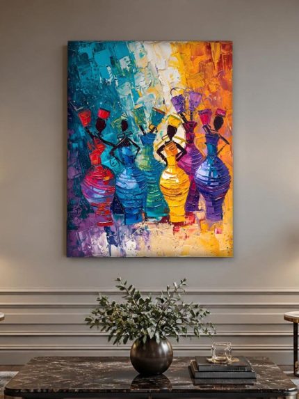 Waterdraagsters in kleur, Mensen & Portretten schilderij aan de muur in interieur