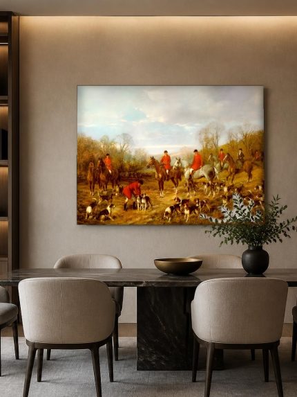 Herfstjacht te Paard, Dieren schilderij aan de muur in interieur