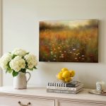 Weelderige Veldbloemenweide, Bloemen & Stilleven schilderij aan de muur in interieur
