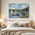 De brug bij Argenteuil (naar Monet), Steden & Skylines schilderij aan de muur in interieur