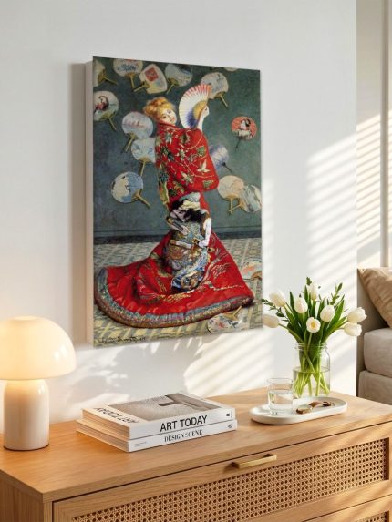 Camille in Japans Kostuum, Mensen & Portretten schilderij aan de muur in interieur