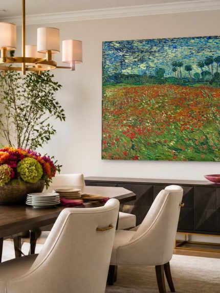 Klaprozenveld (naar Van Gogh), Bloemen & Stilleven schilderij aan de muur in interieur