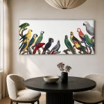 Papegaaien in Kleur, Dieren schilderij aan de muur in interieur