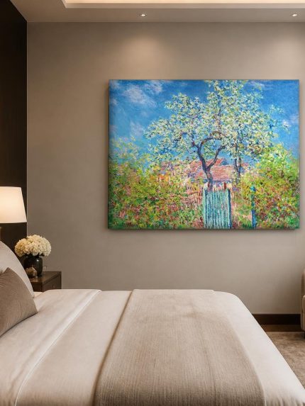 Perenboom in Bloei (naar Monet), Natuur & Landschap schilderij aan de muur in interieur
