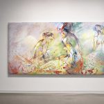 Stille Ontmoeting in Kleur, Mensen & Portretten schilderij aan de muur in interieur