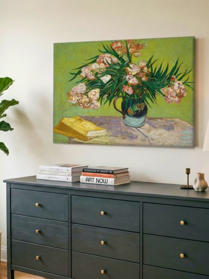Oleander (naar Van Gogh), Bloemen & Stilleven schilderij aan de muur in interieur