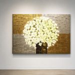 Ivoren Bloesempracht, Bloemen & Stilleven schilderij aan de muur in interieur
