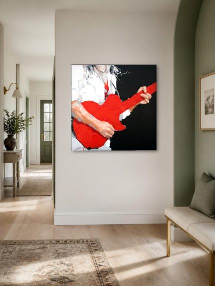 Rode Gitaarsolo, Mensen & Portretten schilderij aan de muur in interieur