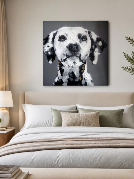 Dalmatiër met Waakzame Blik, Dieren schilderij aan de muur in interieur