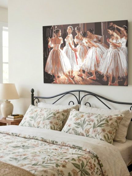 Ballerina's in de Coulissen, Mensen & Portretten schilderij aan de muur in interieur